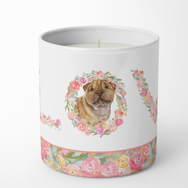 Carolines Treasures 3.75 x 3.25 in. Unisex Shar Pei Love 10 oz Decorative Soy Candle WDK4615CDL - main